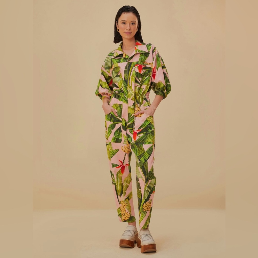NEW WITH TAGS!!! Farm Rio Banana Print Jumpsuit Medium